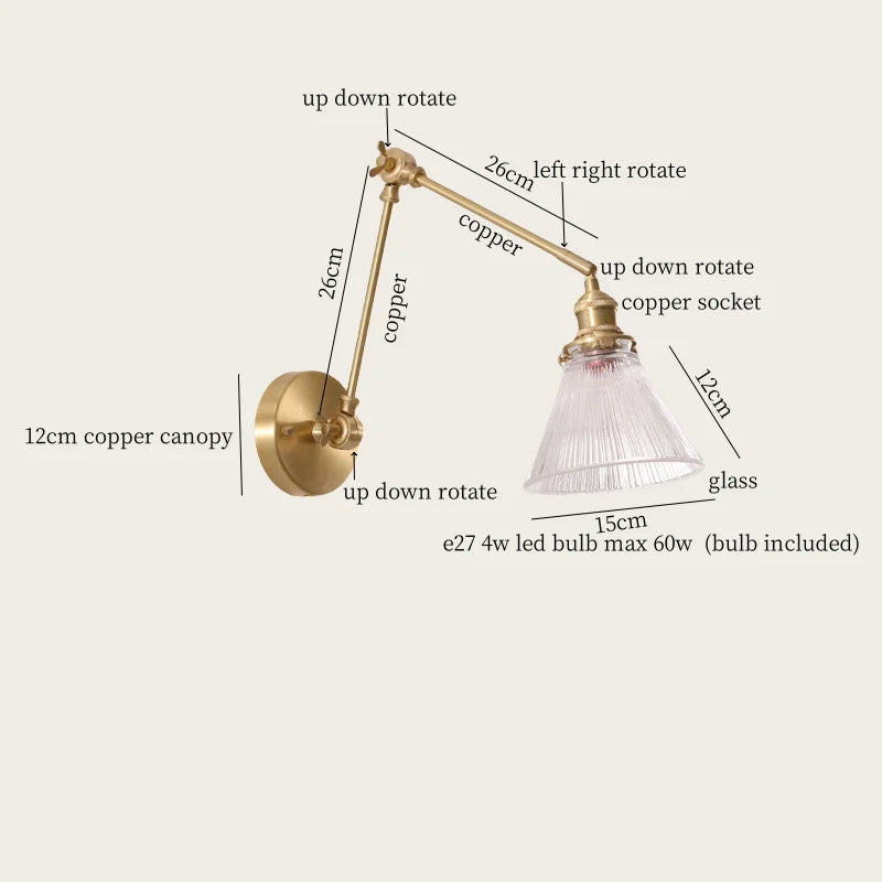 Afralia™ Cream Resin LED Wall Lights with Pull Chain Switch - Vintage Copper Bedside Lamp