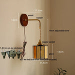 Adjustable LED Wall Lamp Sconce Copper Wood Glass Stair Light