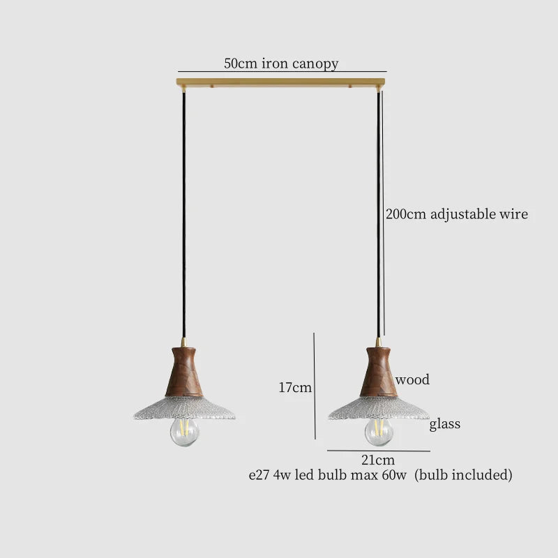 Vintage Glass LED Pendant Lights: Bedroom Living Room Hanging Lamp Lighting