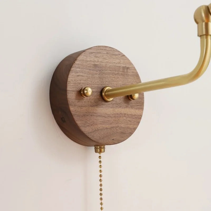 Copper Glass Wall Sconce Amber LED Rotate Modern Bathroom Mirror Light