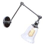 Chrome Industrial LED Wall Sconce Swing Arm Clear Glass Lamp