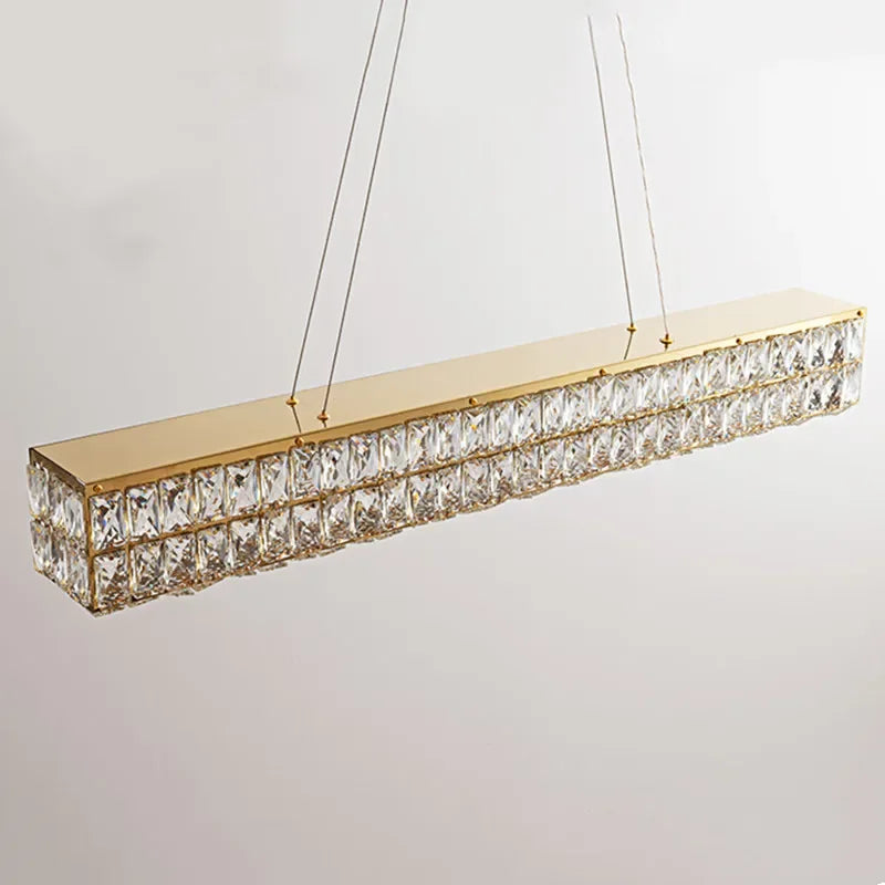 Crystal Steel LED Pendant Light | Modern Dining Room Hanging Lamp
