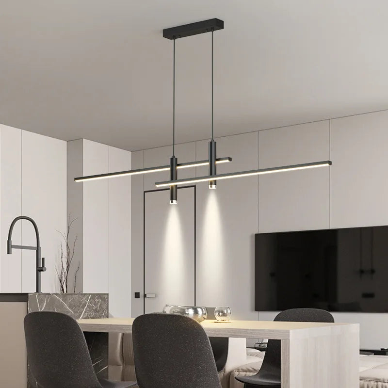 Modern Black Gold LED Pendant Light for Kitchen Dining Chandelier Home Decor