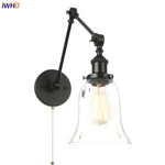 Afralia™ Vintage Industrial LED Wall Lamp with Pull Chain Switch & Clear Glass
