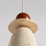 Afralia™ Wabi Sabi LED Pendant Lamp Yellow Travertine Wood Globe Hanging Lights