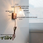 Nordic LED Wall Light with Pull Chain Switch, Copper Walnut Wood and Clear Glass