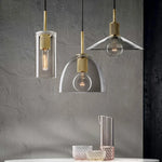 Clear Glass LED Pendant Light Gold Metal ChandelierMarshalAsLED Hanging Lamp