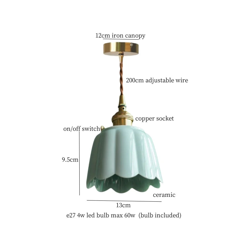 Afralia™ Lotus Flower Ceramic LED Pendant Lampshade for Home Decor