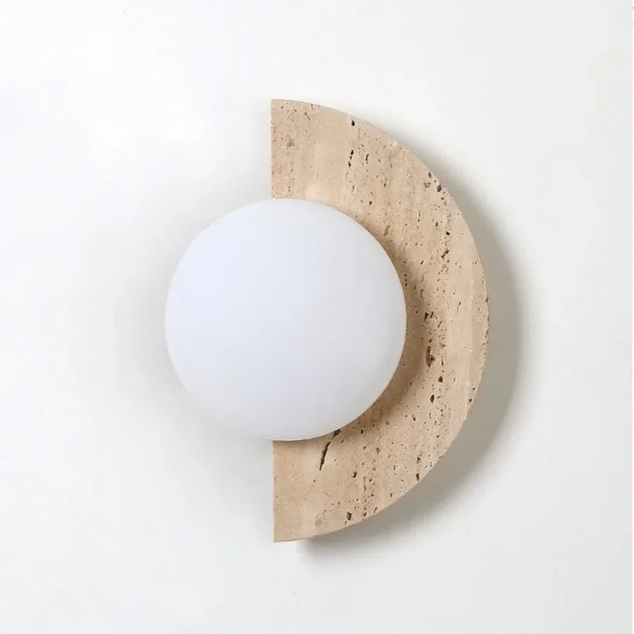 Yellow Cave Stone LED Wall Lights for Modern Spaces, Glass Globe Sconce.