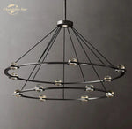 Éclatant Two-Tier Round Crystal Chandelier for Living & Dining Room