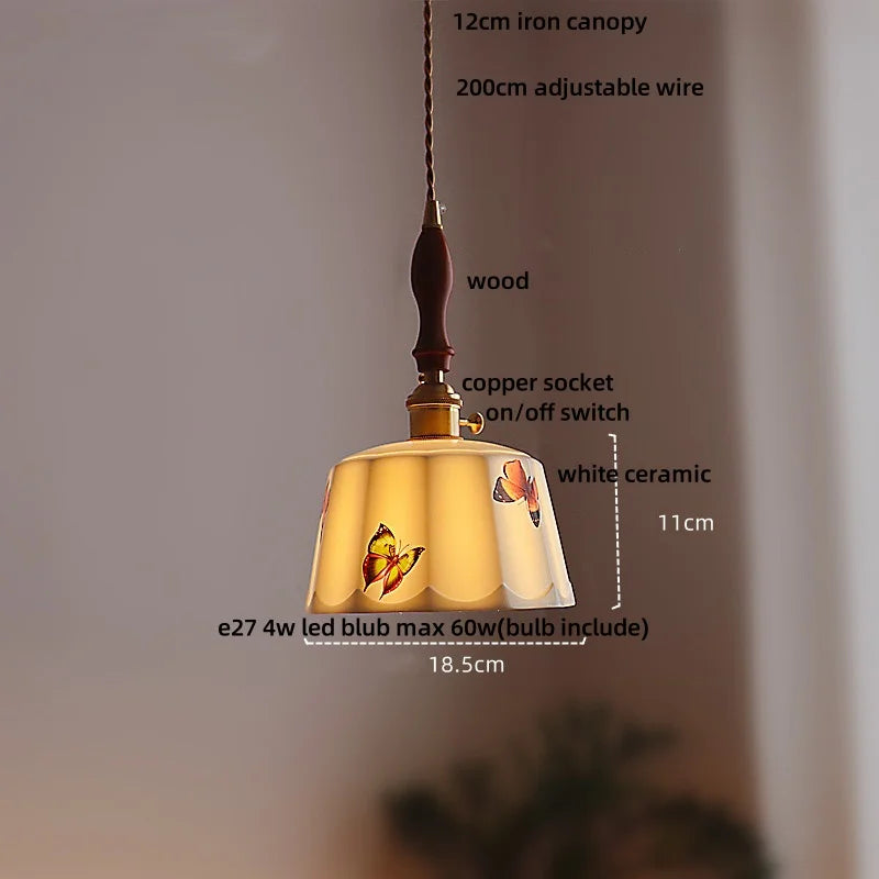 LED Pendant Lamp Modern Style Home Lighting Living Room Study Bar White Flower Ceramic