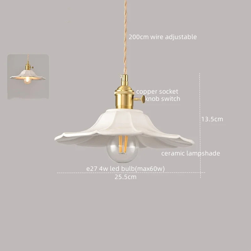 White Ceramic LED Pendant Lamp Modern Hanging Light Fixtures