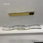 S Wave Steel & Crystal Dimmable LED Pendant Lights