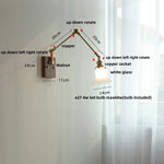 Yellow Glass LED Wall Sconce Walnut Wood Bedside Lamp