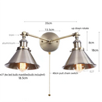 Afralia™ Industrial Vintage LED Wall Light Iron Gold 2 Heads Simple Lamparas De Pared.