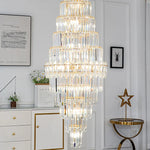 Hollow Spiral Staircase Chandelier | Modern Long Crystal Light for Villa Livingroom