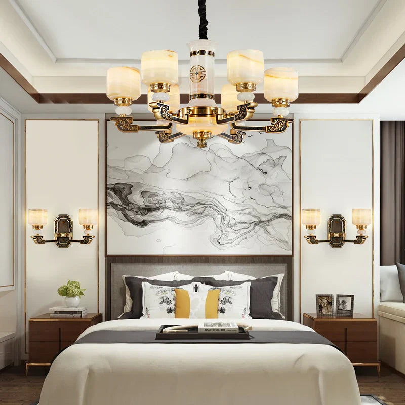 Luxury Zinc Alloy Jade Chandelier for Living Room, Villa, and Restaurant