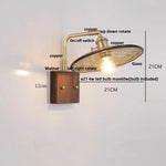 Walnut Wood LED Wall Sconce with Pull Chain Switch, Rotating Vanity Mirror Light