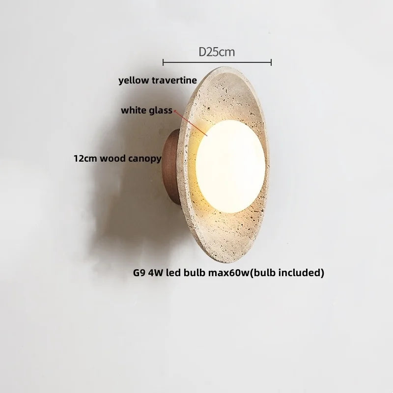 LED Wall Lights Yellow Travertine Interior Home Decor Bedside Lamp