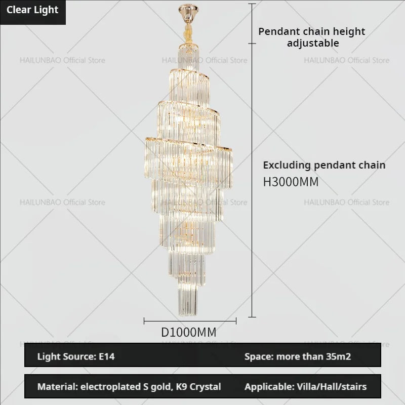 Crystal Chandelier for Penthouse Villa Living Room - Modern Light Luxury Design