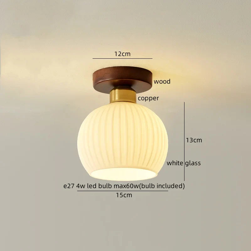 LED Resin Copper Ceiling Light Fixture for Aisle Porch Living Room
