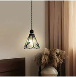Afralia™ Tiffany Glass Wood LED Pendant Light - Nordic Modern Adjustable Hang Lamp