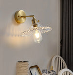 Clear Brass Glass LED Wall Lamp Pull Chain for Living Room Bedroom Loft