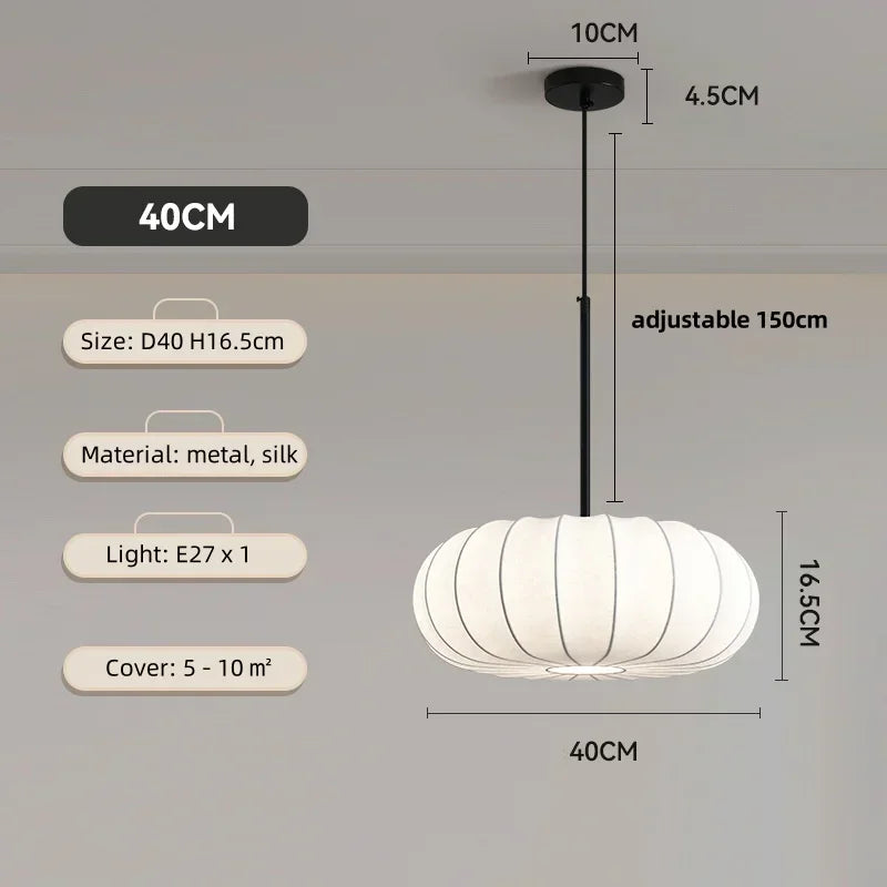 Silk Pendant Light | Elegant LED Chandelier for Dining Room and Bedroom