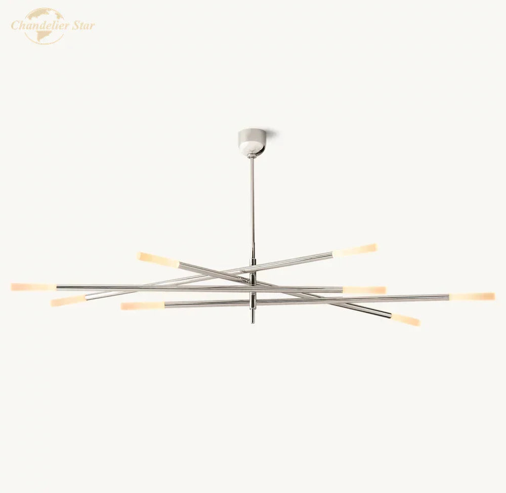 LED Glass Chandelier with Etched Rods for Dining Room, Kitchen, Bedroom - Modern Pendant Lighting