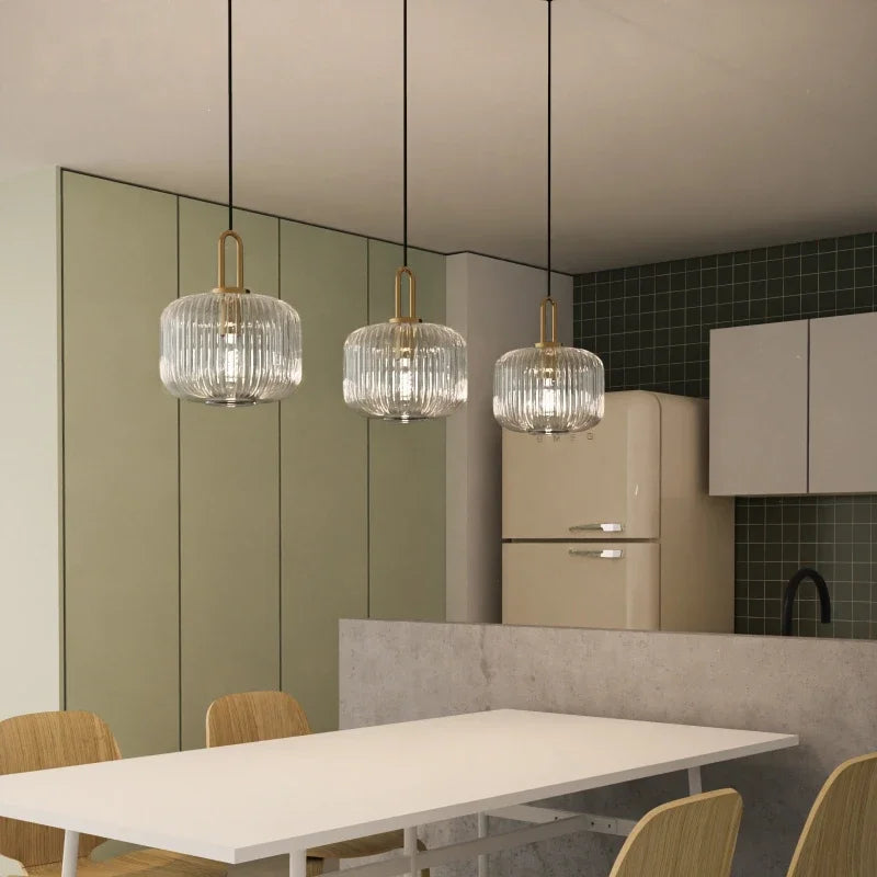 Glass Pendant Lights LED E27 Retro Luxury Hanging Fixtures for Dining Room