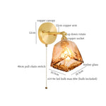 Amber Glass LED Wall Lamp for Bedroom Minimalistic Copper Lighting