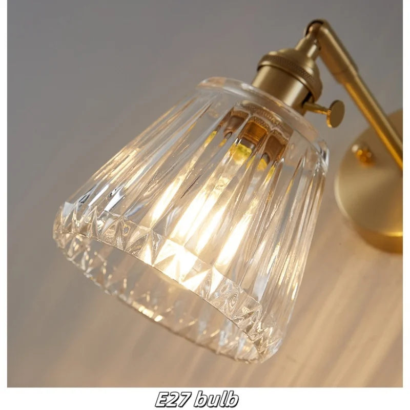 Glass Copper Wall Lights Up Down Rotate Study Cafe, Nordic Modern Bedside Lamp