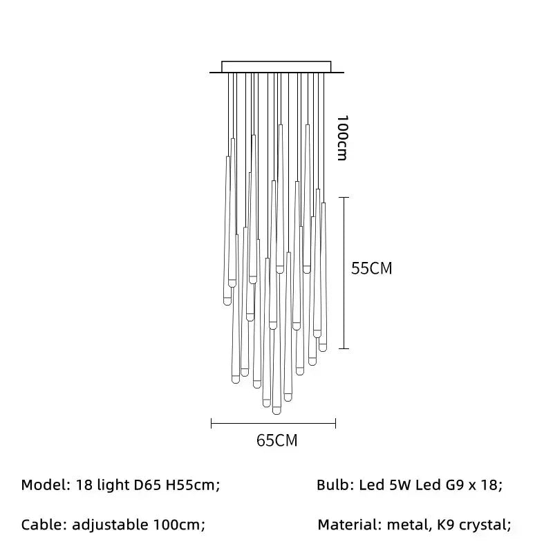 Gold Led G9 Pendant Chandelier for Modern Villa Stairs & Home Decor