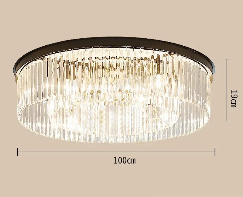 Metal Crystal Pendant Light Chandelier for Living Room, LED Hanging Lamp