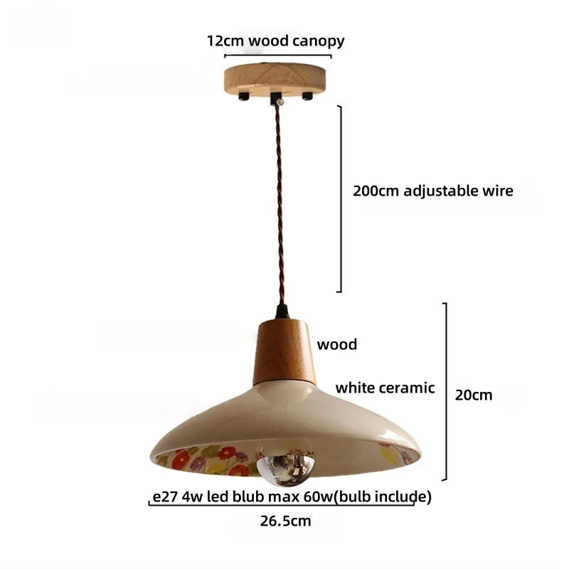 Afralia™ Copper Wood LED Pendant Light: Ceramic Modern Tassel Hanging Lamp