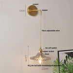 White Glass LED Wall Lamp with Pull Chain Switch, Modern Nordic Design