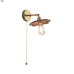 Walnut Wood LED Wall Sconce, Pull Chain Switch, Copper Socket, Bedroom Aisle Hallway