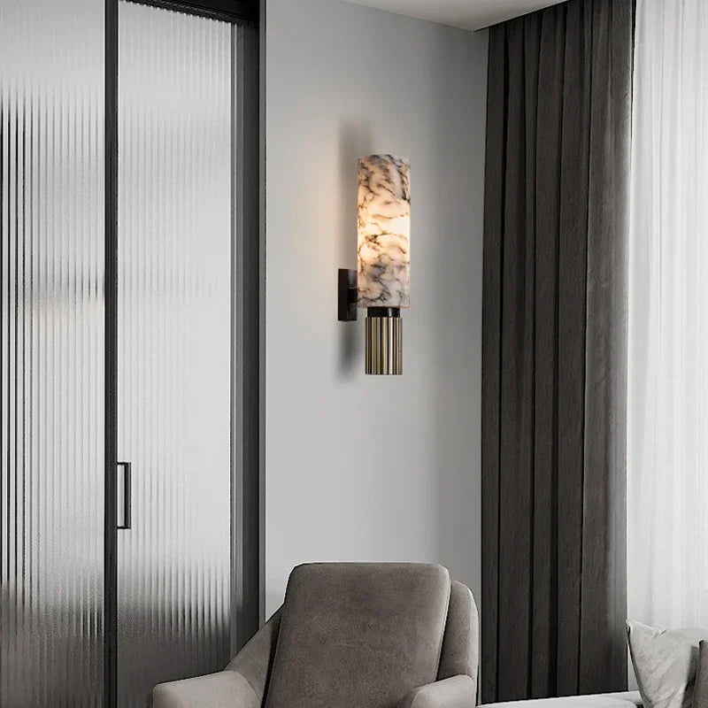 Copper Alabaster Wall Lamp: Post-Modern High-End Bedroom Lighting