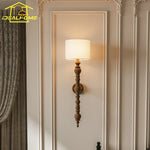 Wall Lamp LED E27 Solid Walnut/Black Wood Medieval Design