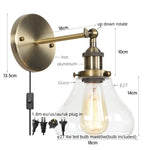 Black Iron LED Wall Lights Industrial Pull Chain Switch Bedroom Dining Room Loft