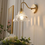 Brass LED Wall Sconce Clear Glass Pull Chain Switch Modern Vanity Light
