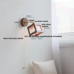 Clear Glass LED Wall Light Fixture Walnut Wood Pull Chain Switch Nordic Modern Wall Lamp