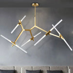 Nordic Herringbone Black Golden LED Chandelier for Living Dining Bedroom