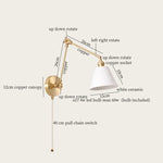 Ceramic LED Wall Lamp with Pull Chain Switch for Stair, Bathroom, Living Room