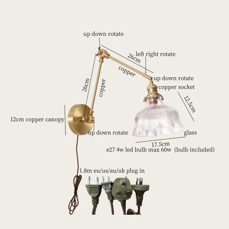 Glass LED Wall Lamp for Living Room Bedroom Mirror Bathroom - Nordic Minimalism