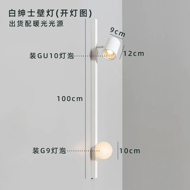 Long Strip Art Decorative Wall Lamp, Solid Wood, Black/White, Wall Mounted