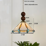 Afralia™ Tiffany Style Wood Globe Glass LED Pendant Light Fixture for Home Lighting
