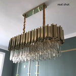 Gold Crystal LED Pendant Lights for Dining Room - Stunning Indoor Suspension Fixtures