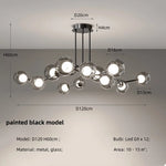 Afralia™ Glass Globe Black Led Pendant Chandelier - Nordic Style Dining Room Decor