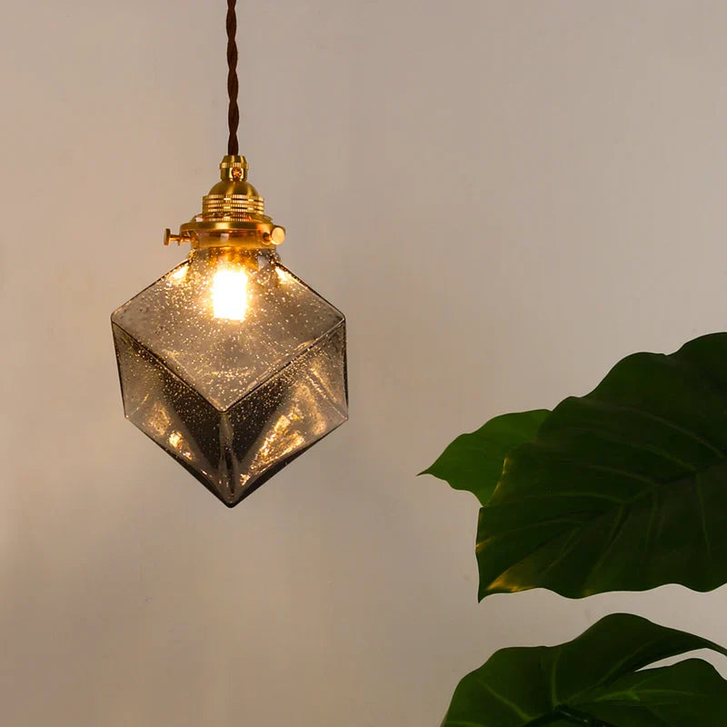 Afralia™ Smoke Gray Glass LED Pendant Light for Home Decor in Brass Finish